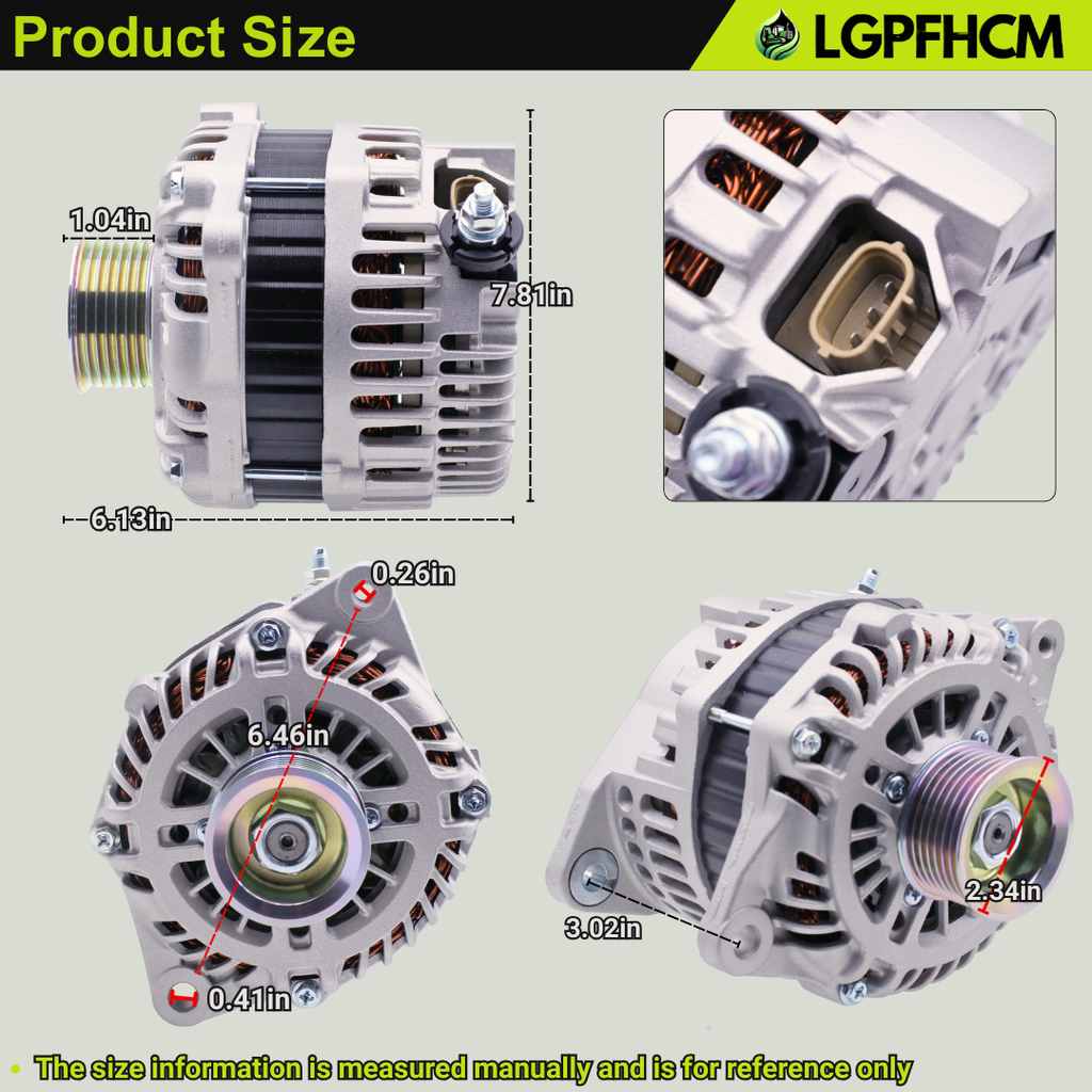 11538N A003TJ3991 150A 12V 7 Groove Alternator For Nissan Murano 2015-2017 Pathfinder 2013-2017 For Infiniti JX35 2013 QX60 2014-2016 2.5L 3.5L V6 Engine # 23100-3JA1A 23100-3JA1ARE