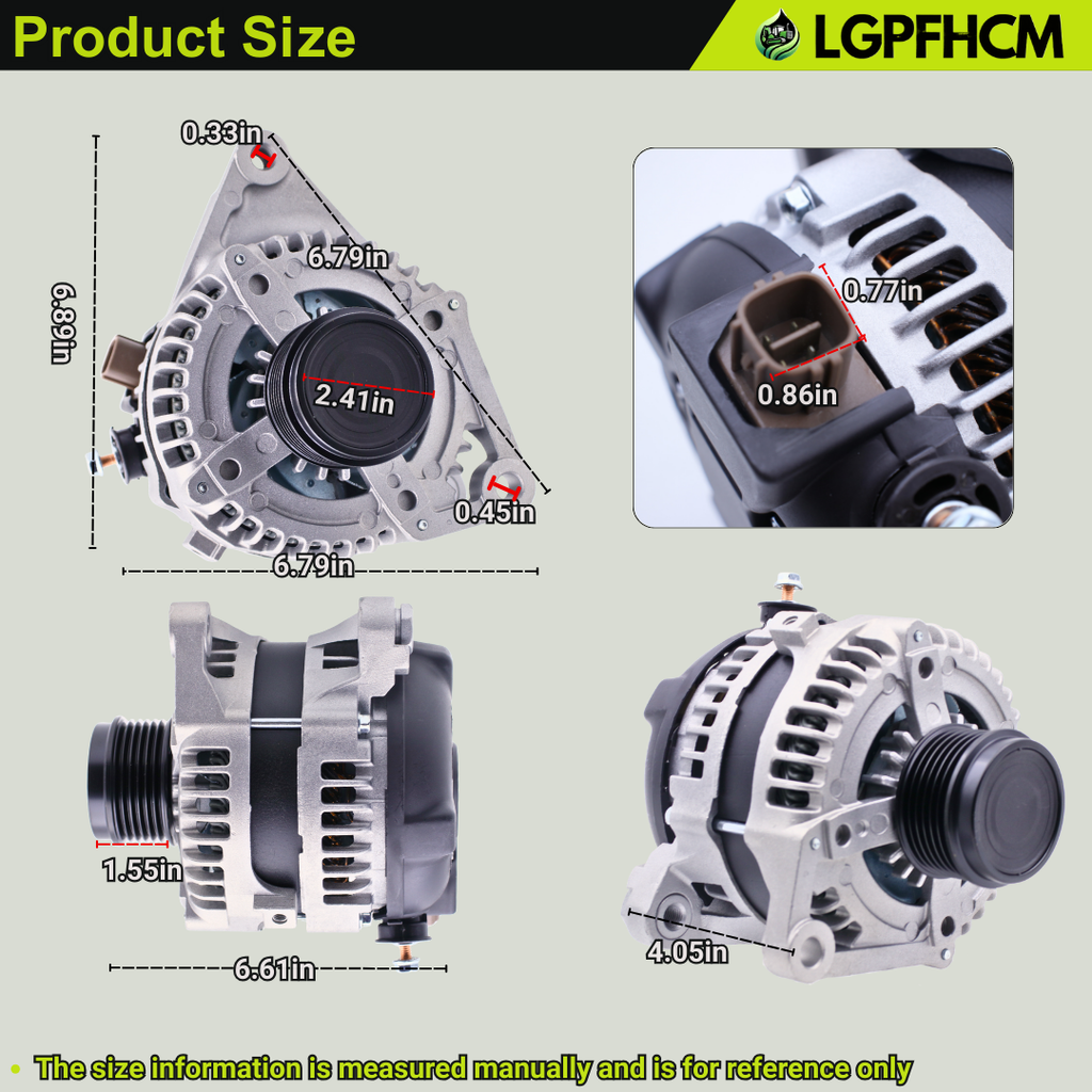 104211-3541 12V 125A Alternator for Toyota Camry 2.5L L4 2014-2017 For RAV4 L4 2.5L AWD 2013-2018 For RAV4 All Engine 2017-2018 Replacement 104211-3161 27060-0V170 27060-36080 210-1244 210-0875 6-Groove Clutch Pulley CW