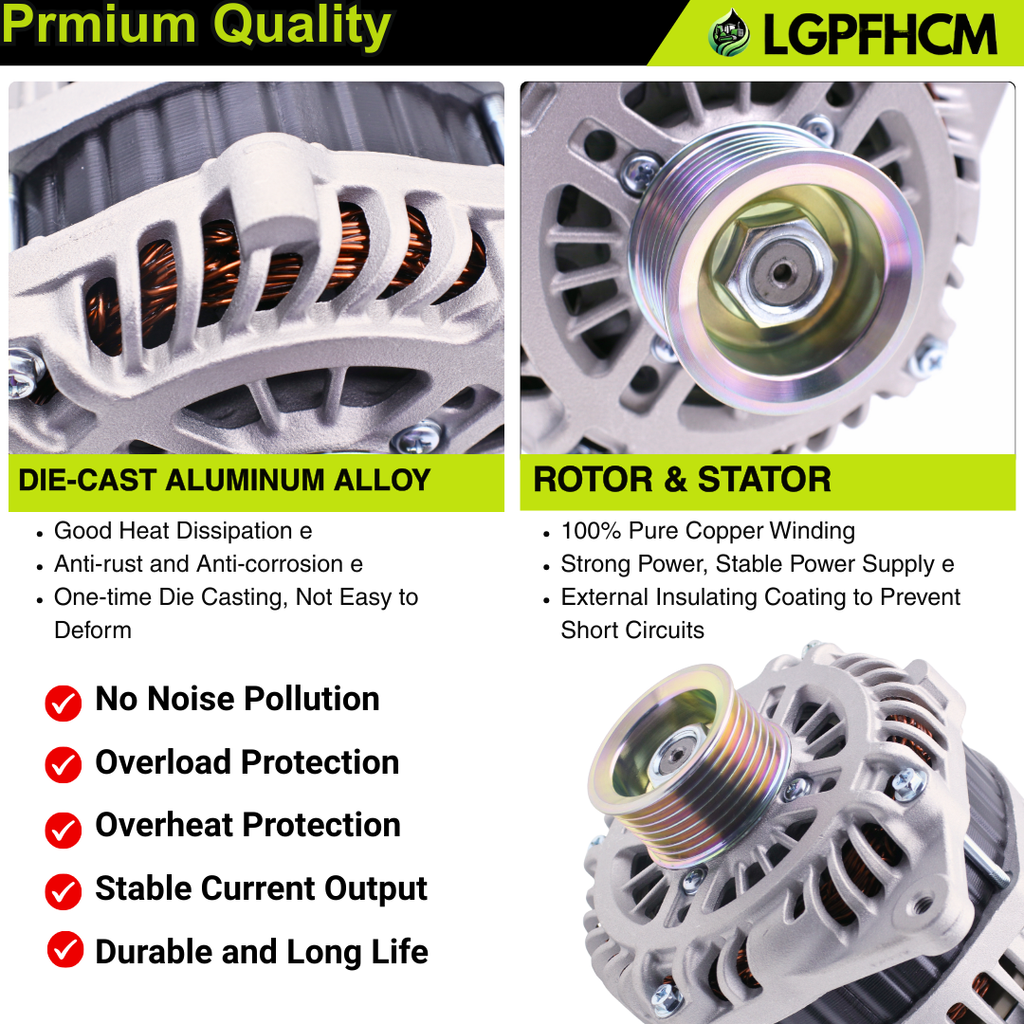 11538N A003TJ3991 150A 12V 7 Groove Alternator For Nissan Murano 2015-2017 Pathfinder 2013-2017 For Infiniti JX35 2013 QX60 2014-2016 2.5L 3.5L V6 Engine # 23100-3JA1A 23100-3JA1ARE