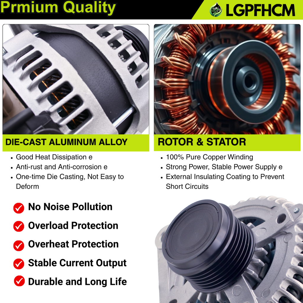 104211-3541 12V 125A Alternator for Toyota Camry 2.5L L4 2014-2017 For RAV4 L4 2.5L AWD 2013-2018 For RAV4 All Engine 2017-2018 Replacement 104211-3161 27060-0V170 27060-36080 210-1244 210-0875 6-Groove Clutch Pulley CW