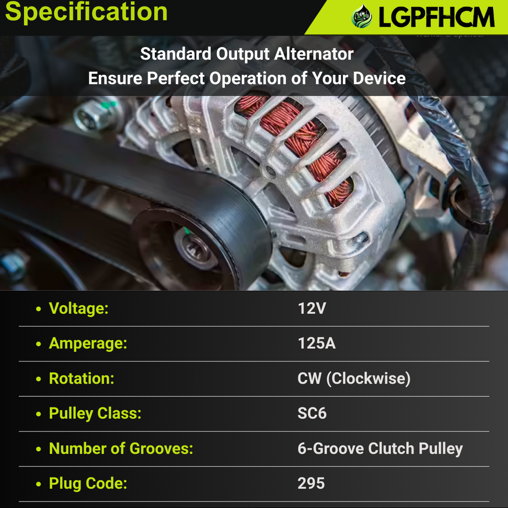 104211-3541 12V 125A Alternator for Toyota Camry 2.5L L4 2014-2017 For RAV4 L4 2.5L AWD 2013-2018 For RAV4 All Engine 2017-2018 Replacement 104211-3161 27060-0V170 27060-36080 210-1244 210-0875 6-Groove Clutch Pulley CW
