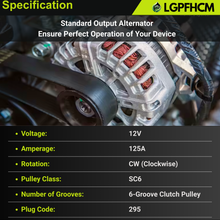 Load image into Gallery viewer, 104211-3541 12V 125A Alternator for Toyota Camry 2.5L L4 2014-2017 For RAV4 L4 2.5L AWD 2013-2018 For RAV4 All Engine 2017-2018 Replacement 104211-3161 27060-0V170 27060-36080 210-1244 210-0875 6-Groove Clutch Pulley CW