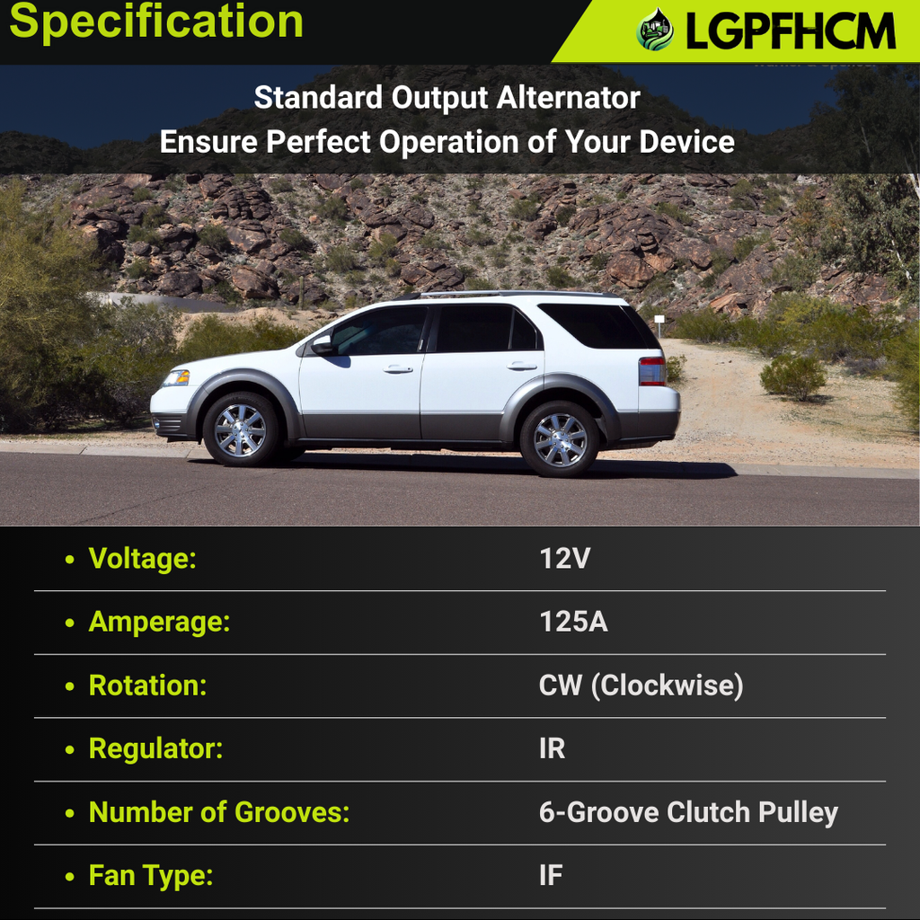 11273N 150A 12V Alternator Compatible for Ford Edge 2007-2014 Fusion 2010-2012 Taurus 2008-2012 for Lincoln MKS 2010 MKX 2007-2010 MKZ 2007-2012 For Mercury Sable 2008 2009 3.5L 3.7L 6-Groove CW 6-Groove Pulley #11273