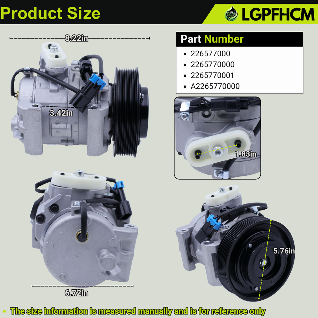A/C Compressor 10S15C 140mm Pulley for Freightliner 108SD 114SD Business Class M2 M2 106 M2 112 / Western Star 4700SB / 4700SF / 4800SB 4800SF 4900EX 4900FA 4900SA 5700XE 6900XD (8-Grooves) QR