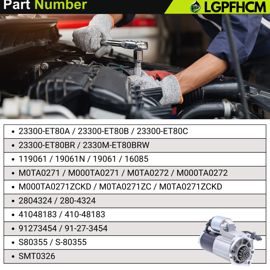 23300-ET80A 12V 1.7KW 13T Starter Motor Fit for Nissan Sentra L4 2.5L 2007-2012 Rogue S Krom SV 2.5L 2011 Rogue SL 2.5L 2008-2010  Rogue S 2.5L 2008-2013 Rogue Select 2014-2015# 23300-ET80B 19061N 16085 M0TA0271 CCW