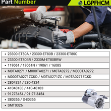 Load image into Gallery viewer, 23300-ET80A 12V 1.7KW 13T Starter Motor Fit for Nissan Sentra L4 2.5L 2007-2012 Rogue S Krom SV 2.5L 2011 Rogue SL 2.5L 2008-2010  Rogue S 2.5L 2008-2013 Rogue Select 2014-2015# 23300-ET80B 19061N 16085 M0TA0271 CCW