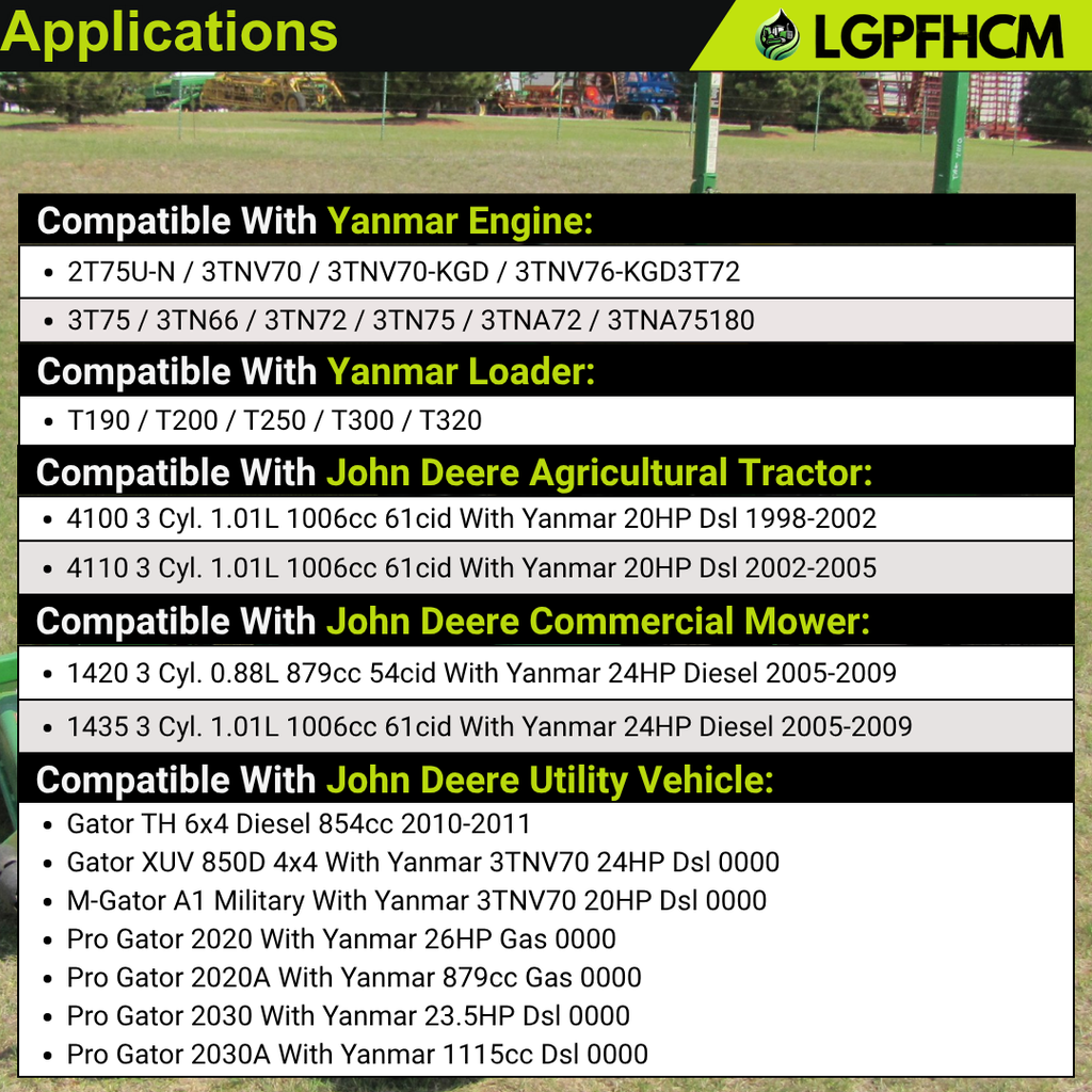 119626-77010 119626-77011 12V 9T Starter Motor Yanmar Engine 2T75U-N 3TNV70 3TNV76-KGD 3T72 3T75 3TN66 3TN72 3TN75 3TNA72 3TNA75180 T190 T200 T250 T300 T320 For John Deere Tractors UTV Pro Gator 2020 2030 850D