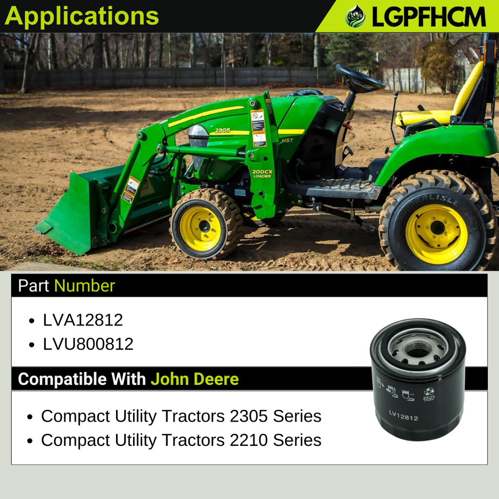 LVA12812 Hydraulic Transmission Oil Filter Fit for John Deere 2305 2210 Series Compact Utility Tractors Hydraulic Oil Filter Replace LVU800812