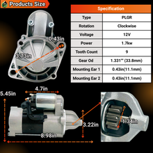 Load image into Gallery viewer, 12V 9T 1.7Kw 15221-63014 Starter Motor Compatible with Kubota Excavator KX121-2 for Kubota Tractor L175 L175F L185 L185DT L185F L2350DT L2350F #17311-63010 15221-63016 15221-63015