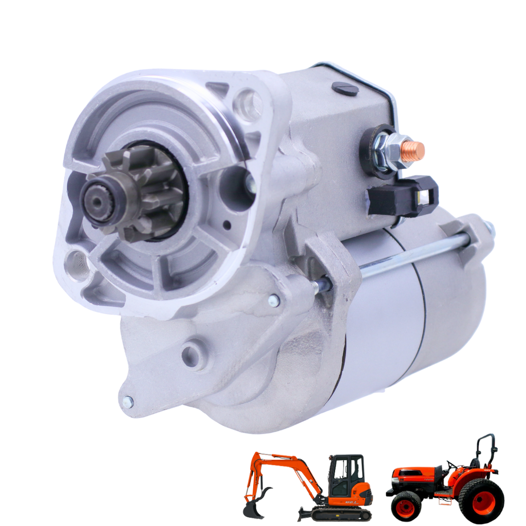 12V 9T Starter Motor 17123-63013 17123-63016 for Kubota Engine V2203MEBH for Kubota Excavator KX121-3 KX161-3 Tractor L3430HSTC L4330HSTC L4740GST L48 L5030GST L5040GST L5240HST L5740HST 2.0KW