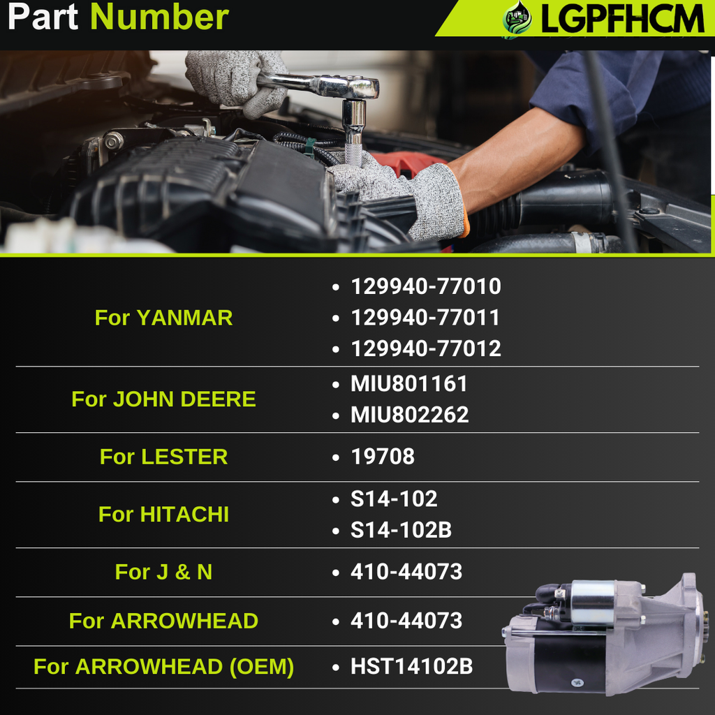 S14-102 129940-77011 9T 3.0KW Starter For YANMAR 4Tnv98 4Tnv106-Gge 4Tnv106 For Eagle TUGS TT-10 TT-12 TT-4 TT-5 TT-6 TT-8 TL240 V2700 MTL320 MTL316  2086 2076 # 129940-77010 129940-77012