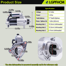 Load image into Gallery viewer, MPA12473 12V 1.4 KW 17T Starter Motor For Chevrolet L4 1.5L Equinox 2018-2023 Malibu 2017-2023 1.4L Cruze 2017-2019 For GMC Terrain 1.5L 2018-2023 For Buick Encore 1.5L 2017-2019 CW # 12673600