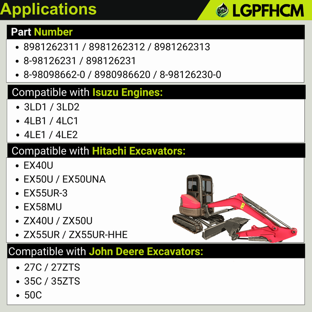 8981262311 8981262312 Engine Water Pump For Isuzu Engine 3LD1 3LD2 4LB1 4LC1 4LE1 4LE2 For Hitachi Excavators EX40U EX50U EX50UNA EX55UR-3 EX58MU ZX40U ZX50U ZX55UR ZX55UR-HHE #8981262313