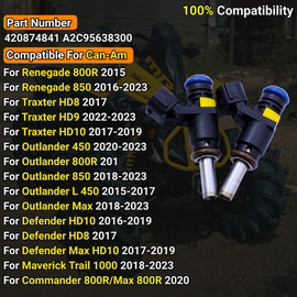 2PCS 420874841 A2C95638300 Fuel Injectors Compatible with Can-Am Outlander & Renegade 450 L 450 850 800R Max For Traxter Defender Max HD8 HD10 HD9 For Commander 800R 850 Maverick Trail 1000