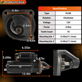 12V 10T 4.2KW Starter Motor 2873K601 2873K631 for Perkins Engine 1104D-E44T 1104D-E44TA 1104D-44T 1104D-44TA 1106D-E66TA