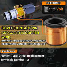 Load image into Gallery viewer, 3740028 1502-12C2U1B1S1 12V 2 Terminals Fuel Shut Off Solenoid For Trombetta For JLG Lift For Kubota Engine WG-750 DF-750 DF-752 DF-972 D-905 D1105 Z482 For Dual Fuel Engine Z-34-22 Z-45-22