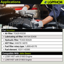 Load image into Gallery viewer, Filter Kit TC620-93230 HH164-32430 TC422-82620 1J800-43170 1G311-43380 HHK70-14070 Compatible with Kubota L3301 &amp; L3901 w/D1803 L3901HST Engine