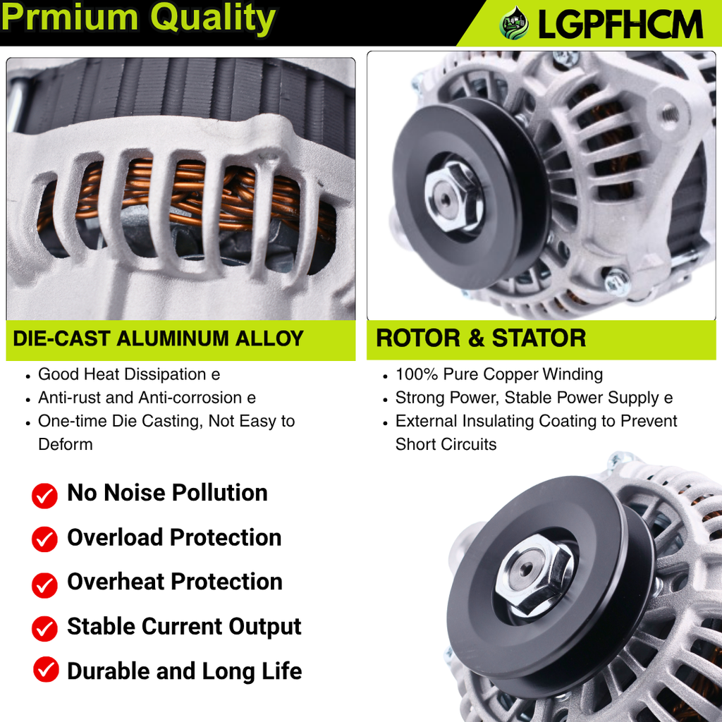 397-9953 12V 80A Alternator High Output 1-Groove Clutch Pulley Fit For Caterpillar 236D 242D 246D 257D 259D 262D 277D 279D 287D 289D #23992N 1G398-64012 A5TA8277 400-48