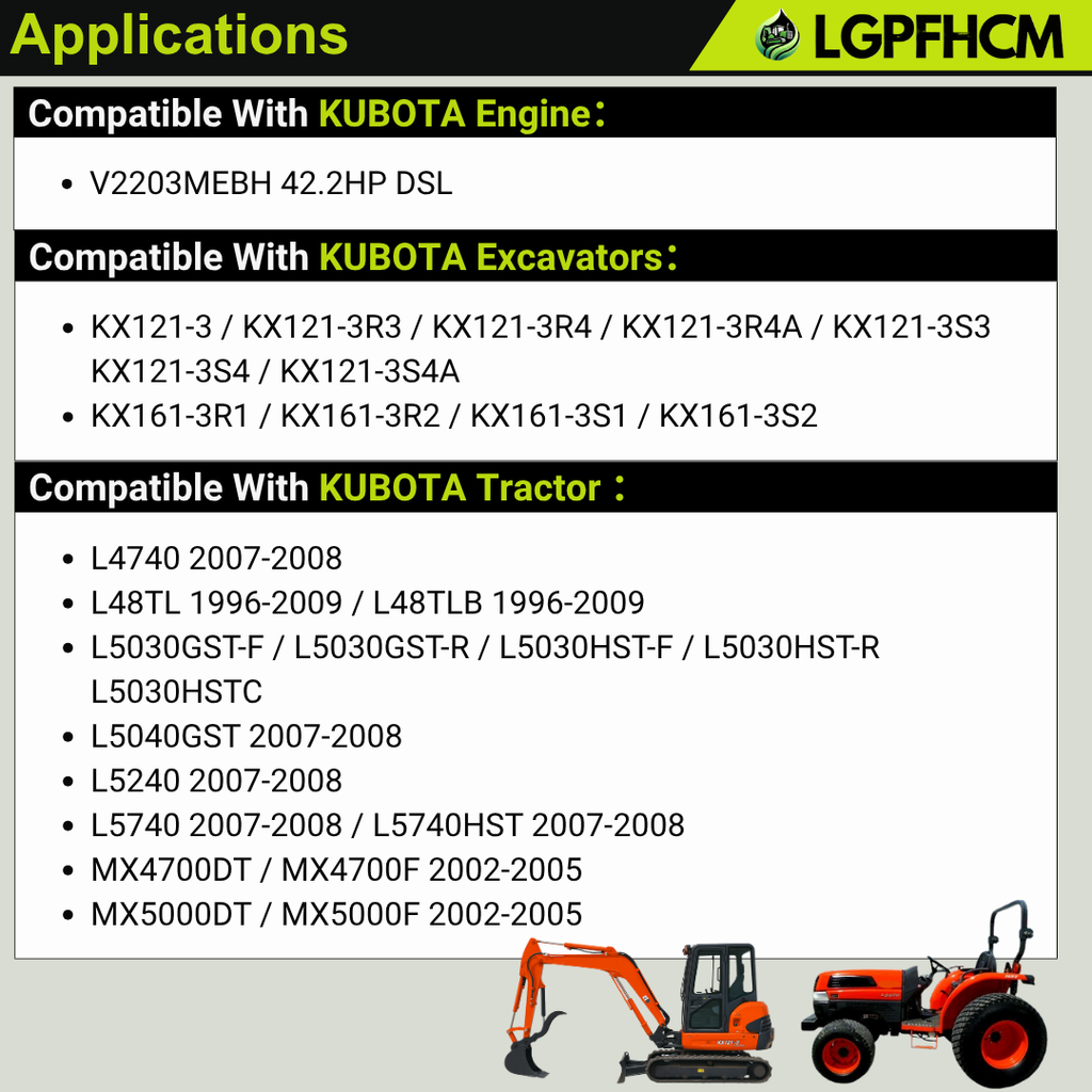 12V 9T Starter Motor 17123-63013 17123-63016 for Kubota Engine V2203MEBH for Kubota Excavator KX121-3 KX161-3 Tractor L3430HSTC L4330HSTC L4740GST L48 L5030GST L5040GST L5240HST L5740HST 2.0KW
