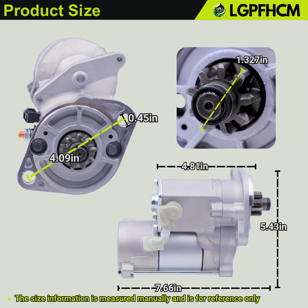 12V 9T Starter Motor 17123-63013 17123-63016 for Kubota Engine V2203MEBH for Kubota Excavator KX121-3 KX161-3 Tractor L3430HSTC L4330HSTC L4740GST L48 L5030GST L5040GST L5240HST L5740HST 2.0KW