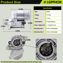 Load image into Gallery viewer, 15471-63011 12V 9T Starter Motor For Kubota Excavator K008 Tractors-Compact B2150 B9200 Tractors-Garden G1800 G1900 UTV 900 For Thomas Equipment Skid Steers T84 Universal Inboard M-35