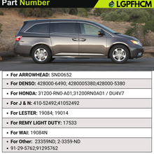 Load image into Gallery viewer, 410-52492 12V 1.8KW 19T Starter Compatible with Honda Pilot 2009 2010 2011 2012 2013 2014 For Odyssey V6 3.5L 2011-2013 For Acura TL 2010-2011 V6 3.7L #31200-RN0-A01 Rotation CCW