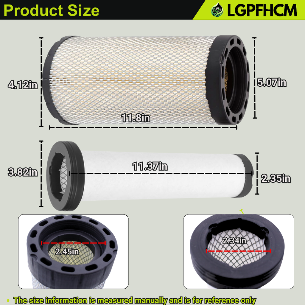 AT338105 AT336803 Air Filter Kit Compatible With John Deere Skid Steer Loader 312GR 314G 315 316GR 317G 318E 318G 319E 320E 320G 324E 324G 325G