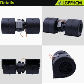 008-A39-02 12V 3 Speed Double Wheel Blower Motor Assembly Compatible with John Deere 312 314 316 317 318 319 320 323 324 325 326 328 329 330 331 332 333 Series Skid Steer Loader # AT441565 30003139