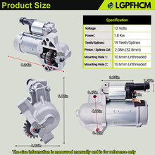 Load image into Gallery viewer, 410-52318 2V 1.8KW 19-Tooth Starter Motor Compatible with Acura MDX 2007 2008 2009 V6 3.7L Counterclockwise Replace# 428000-4120 31200-RYE-A01