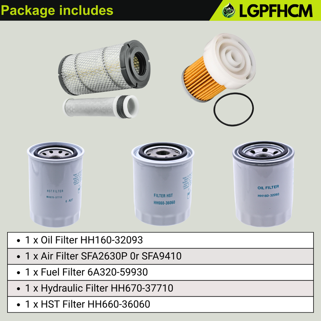 Filter Kit HH160-32093 SFA2630P SFA9410 6A320-59930 HH670-37710 HH660-36060 for Kubota B3000 B3030 B3200 B3300 HST