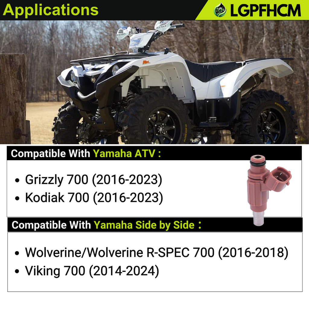 1XD-13761-00-00 1pcs 4 Holes Fuel Injector for Yamaha ATV Grizzly 700 2016-2023 / Kodiak 700 2016-2023 / Side by Side Wolverine Wolverine R-spec 700 2016-2018 / Viking 700 2014-2024 #EAT291 291191E 1XD137610000