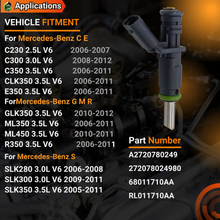 Load image into Gallery viewer, 6PCS A2720780249 272078024980 Fuel Injectors Compatible with Mercedes-Benz C230 C300 C350 CLK350 E350 GLK350 ML350 ML450 R350 S400 SLK280 SLK300 SLK350 G550 R350 SL550  V6 2006-2012 #FJ840