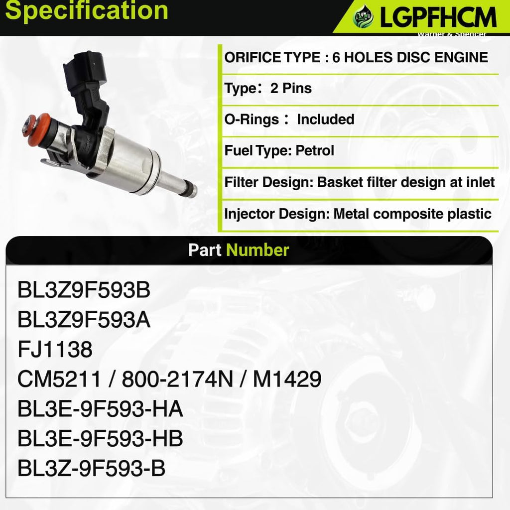 BL3Z9F593B Fuel Injectors Compatible with Ford Expedition F150 T 3.5L V6 For Transit 150 250 350 HD 2015- 2021 For Lincoln Navigator 2015-2017 # FJ1138 BL3Z9F593A 800-2174 |6 Holes| |Set of 6|