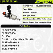 Load image into Gallery viewer, BL3Z9F593B Fuel Injectors Compatible with Ford Expedition F150 T 3.5L V6 For Transit 150 250 350 HD 2015- 2021 For Lincoln Navigator 2015-2017 # FJ1138 BL3Z9F593A 800-2174 |6 Holes| |Set of 6|