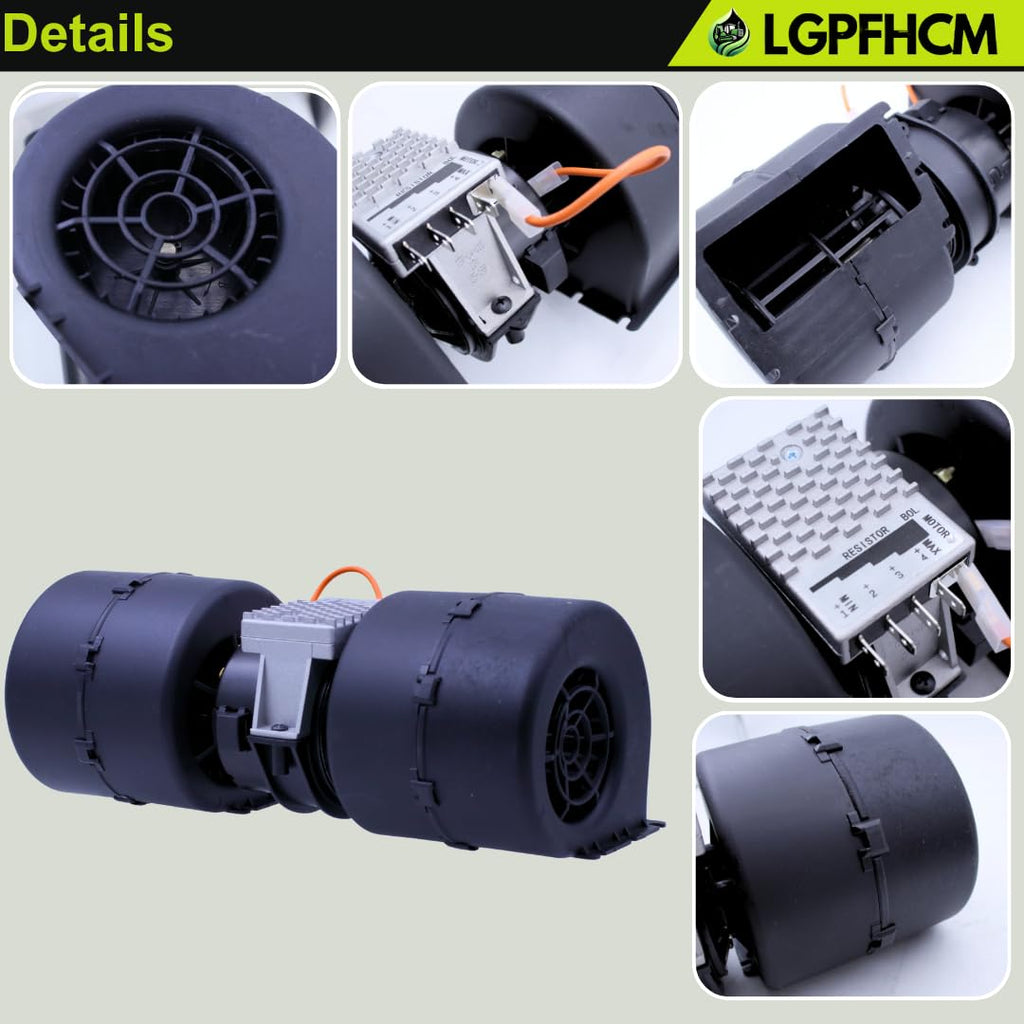 008-A39-02 12V 3 Speed Double Wheel Blower Motor Assembly Compatible with John Deere 312 314 316 317 318 319 320 323 324 325 326 328 329 330 331 332 333 Series Skid Steer Loader # AT441565 30003139
