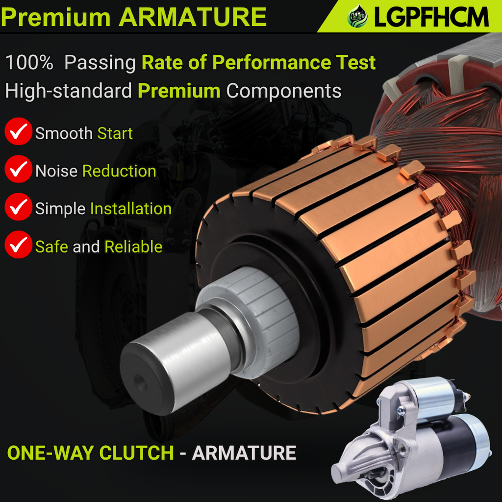 6C070-59214 Starter Motor For Kubota Tractor B26 B2630 B2650 B2710 B2910 B3000 B3030 B2710HSD B2910HSD B3030HSD B3030HSDC B3200 B3300 B3350 B7800 Engine V1505 Replacement 6C070-59215 6C070-59210