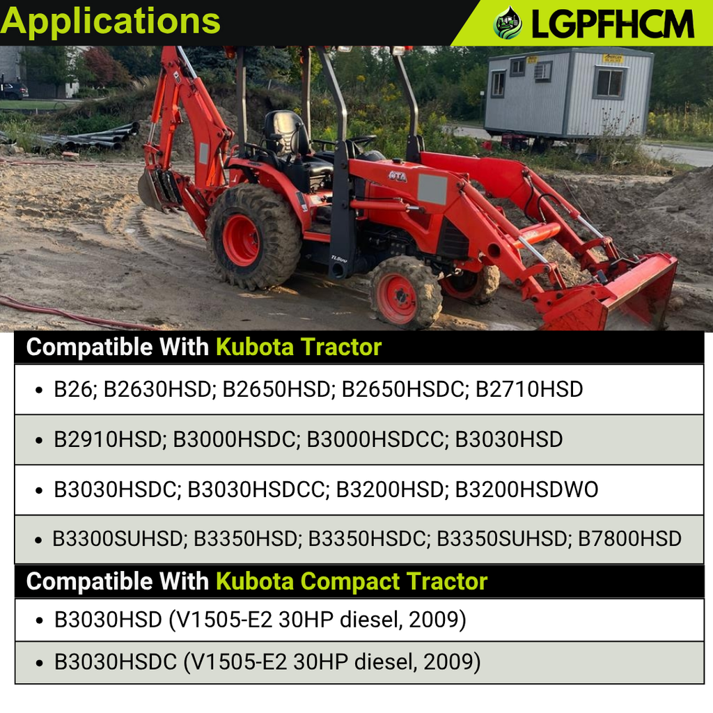 6C070-59214 Starter Motor For Kubota Tractor B26 B2630 B2650 B2710 B2910 B3000 B3030 B2710HSD B2910HSD B3030HSD B3030HSDC B3200 B3300 B3350 B7800 Engine V1505 Replacement 6C070-59215 6C070-59210