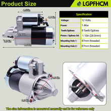 Load image into Gallery viewer, 6C070-59214 Starter Motor For Kubota Tractor B26 B2630 B2650 B2710 B2910 B3000 B3030 B2710HSD B2910HSD B3030HSD B3030HSDC B3200 B3300 B3350 B7800 Engine V1505 Replacement 6C070-59215 6C070-59210