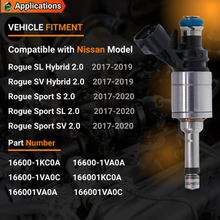 Load image into Gallery viewer, 6pcs 16600-6KA0A Fuel Injectors Compatible For Nissan Pathfinder  3.5L V6 CVT AWD Platinum S SL SV / For Infiniti JX35 QX60 Base Comfort Premiuum Mid 2016-2020