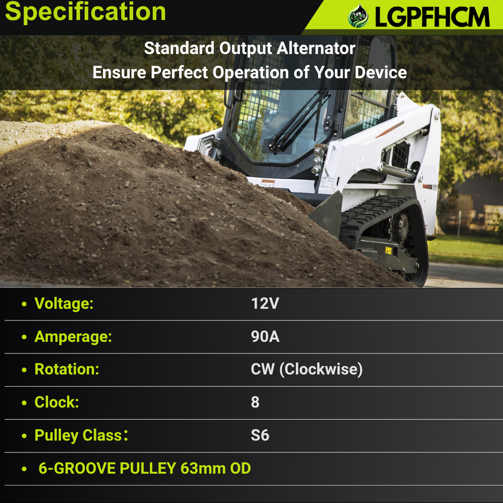 7015581 400-40137 12V 90A Alternator Compatible with Bobcat Loader A770 S450 S510 S550 S630 S590 S740 T595 T750 Excavator E32 E35 E45 E50 E85 Work Machines 5600 5610 IR/LF # 425581