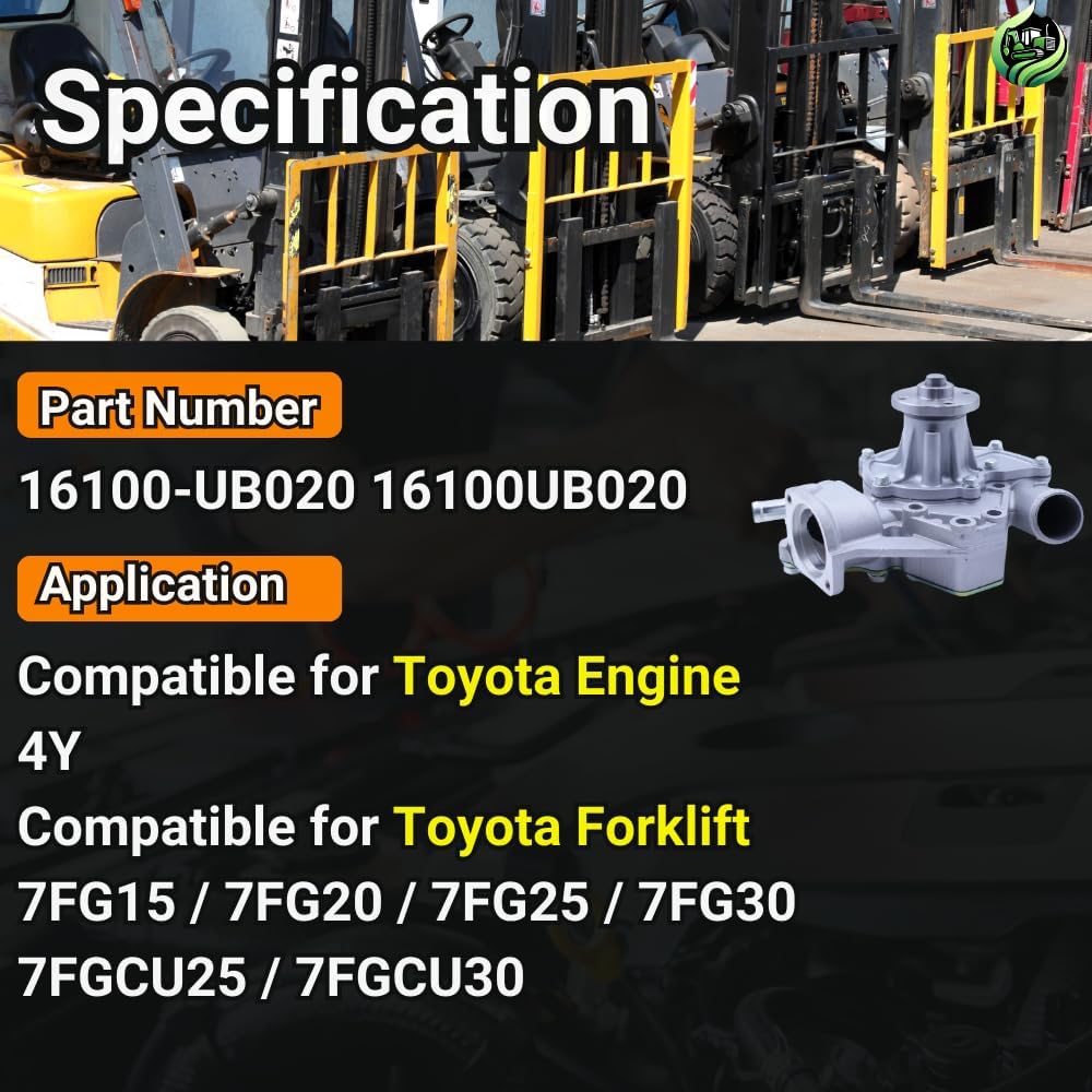 16100-UB020 Engine Water Pump for Toyota Engine 4Y Forklift 7FG15 7FG20 7FG25 7FG30 7FGCU25 7FGCU30 #16100UB020