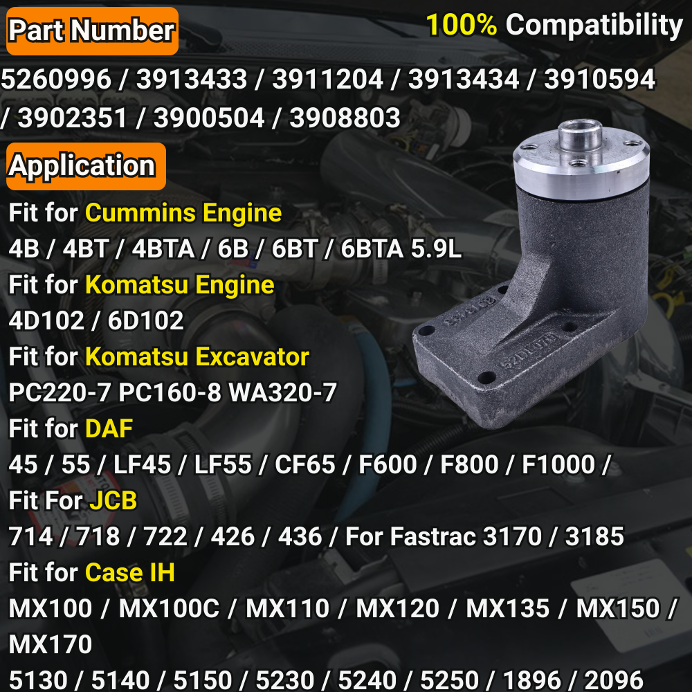 5260996 3913433 Fan Blade Seat HUB Compatible for Cummins Engine 4B 4BT 4BTA 6B 6BT 6BTA 5.9L For Komatsu PC220-7 PC160-8 WA320-7 6D107E 6D102E # 6732-61-3122 6732-61-3120 3911204 3913434