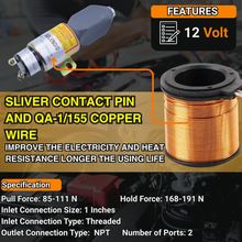 Load image into Gallery viewer, 1751-12E6U1B1 12V Shut Down Solenoid Valve compatible with Woodward Shutdown Engine #1700-2530 1700-2556 1751-12E6U1B1S1A