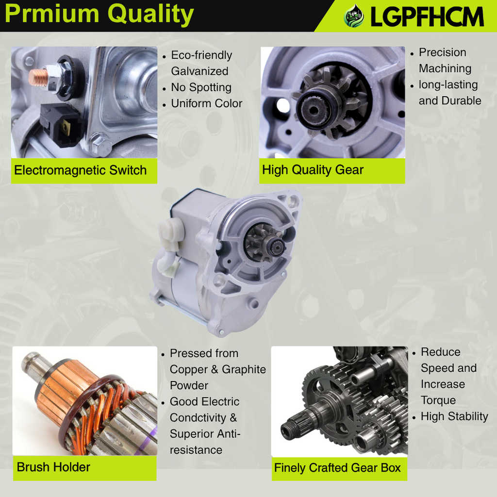 12V 9T Starter Motor 17123-63013 17123-63016 for Kubota Engine V2203MEBH for Kubota Excavator KX121-3 KX161-3 Tractor L3430HSTC L4330HSTC L4740GST L48 L5030GST L5040GST L5240HST L5740HST 2.0KW