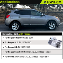 Load image into Gallery viewer, 23300-ET80A 12V 1.7KW 13T Starter Motor Fit for Nissan Sentra L4 2.5L 2007-2012 Rogue S Krom SV 2.5L 2011 Rogue SL 2.5L 2008-2010  Rogue S 2.5L 2008-2013 Rogue Select 2014-2015# 23300-ET80B 19061N 16085 M0TA0271 CCW