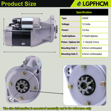 Load image into Gallery viewer, S14-102 129940-77011 9T 3.0KW Starter For YANMAR 4Tnv98 4Tnv106-Gge 4Tnv106 For Eagle TUGS TT-10 TT-12 TT-4 TT-5 TT-6 TT-8 TL240 V2700 MTL320 MTL316  2086 2076 # 129940-77010 129940-77012