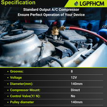 Load image into Gallery viewer, A/C Compressor 10S15C 140mm Pulley for Freightliner 108SD 114SD Business Class M2 M2 106 M2 112 / Western Star 4700SB / 4700SF / 4800SB 4800SF 4900EX 4900FA 4900SA 5700XE 6900XD (8-Grooves) QR
