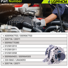 Load image into Gallery viewer, 12V 190A A0009067703 Alternator for Mercedes-Benz C300 W205 2015-2018 For GLC300 C253 2016-2019 For GLC350e 2020 For Metris L4 2.0L SC6 pulley 2018-2021 For Metris 2021 CW 4-Groove Clutch Pulley # 0125812011 0125812058