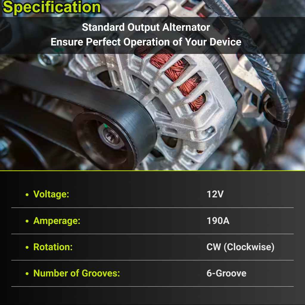 12V 190A A0009067703 Alternator for Mercedes-Benz C300 W205 2015-2018 For GLC300 C253 2016-2019 For GLC350e 2020 For Metris L4 2.0L SC6 pulley 2018-2021 For Metris 2021 CW 4-Groove Clutch Pulley # 0125812011 0125812058