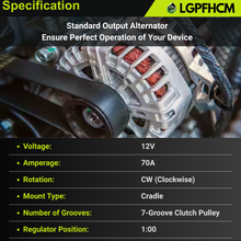 Load image into Gallery viewer, 12V 70A RE529377 AT476305 Alternator For John Deere Engnie 5030 4024 For Loader 244J 304J 324J Tractor 4120 4320 4520 4720 5065M 5075M 5225 5325 5425 5715 6100D CT315 313 325 70HP #AL5057X RE509648
